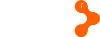Foremarket logotype i orange och vitt. Sveriges största golfmarknad för begagnat handel av golprylar